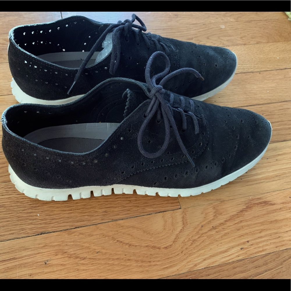 Cole Haan Zerogrand black suede sneakers oxfords women 8.5 C